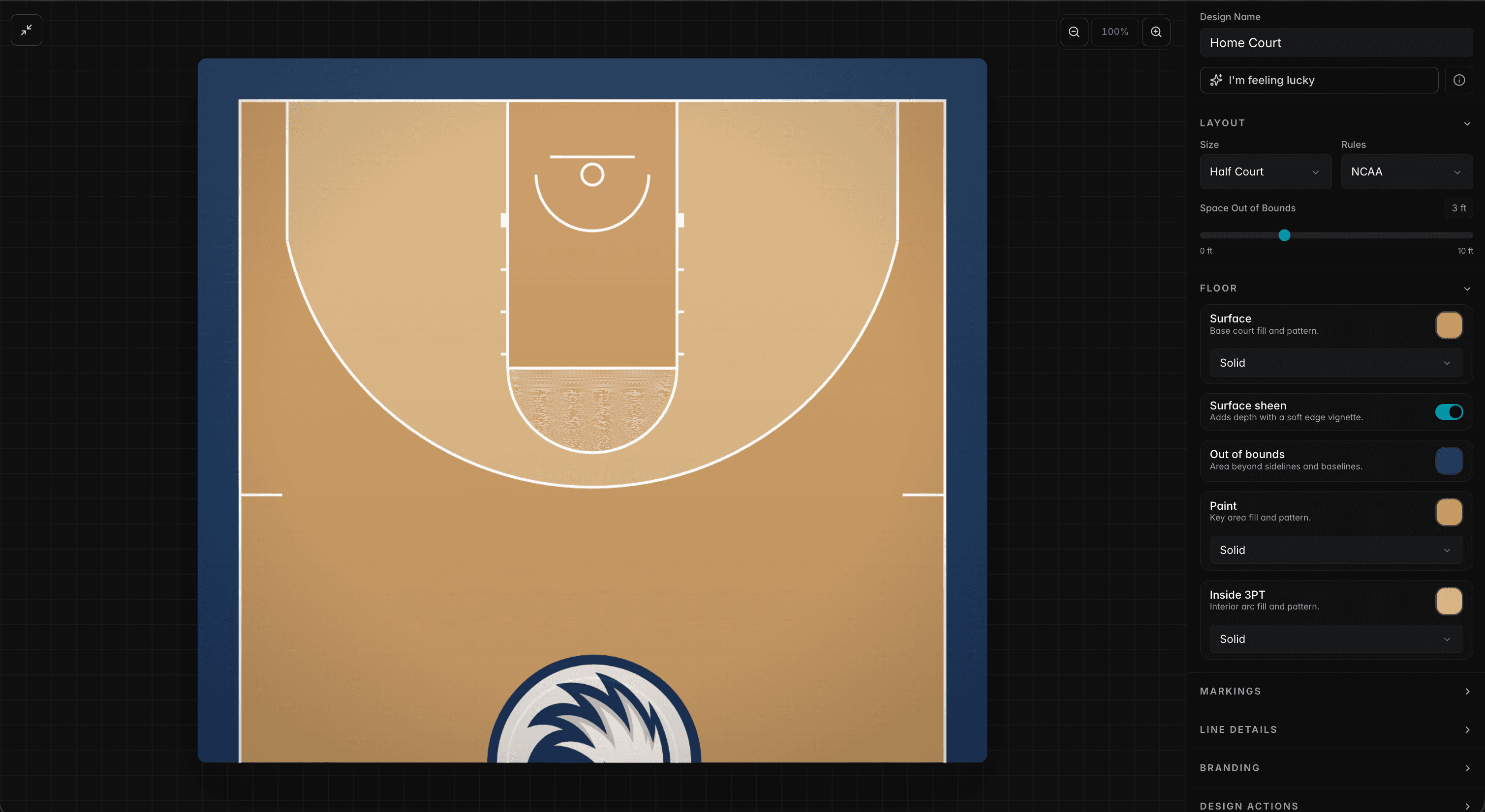 Design your custom court in Coachium