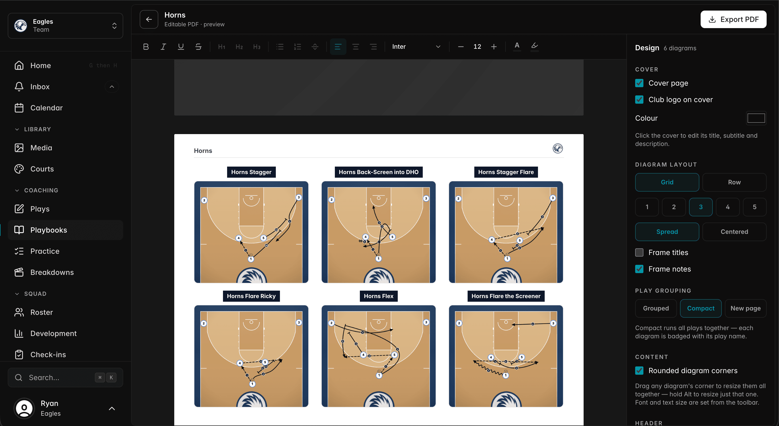Export and share in Coachium